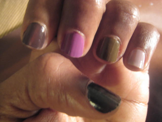 Swatches Jin Soon Choi L to R: Rich, Dark Delicious, For Fun, Dry Martini, Cool Reserve. Thumb: Beyond Jealous